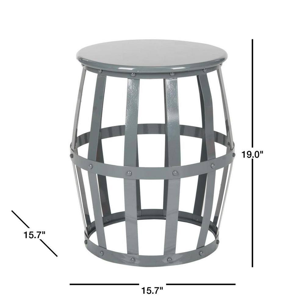 Gray Round Metal Transitional Accent Table