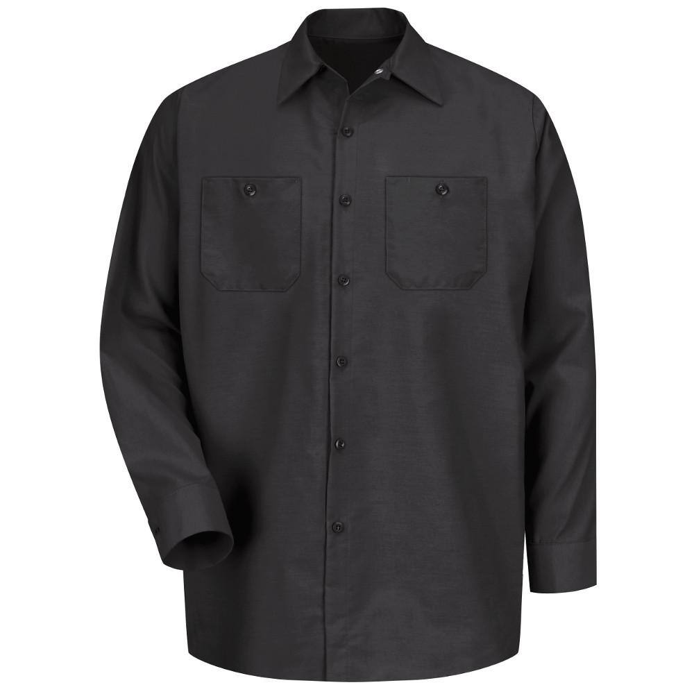 Size 4XL Black Long-Sleeve Work Shirt 