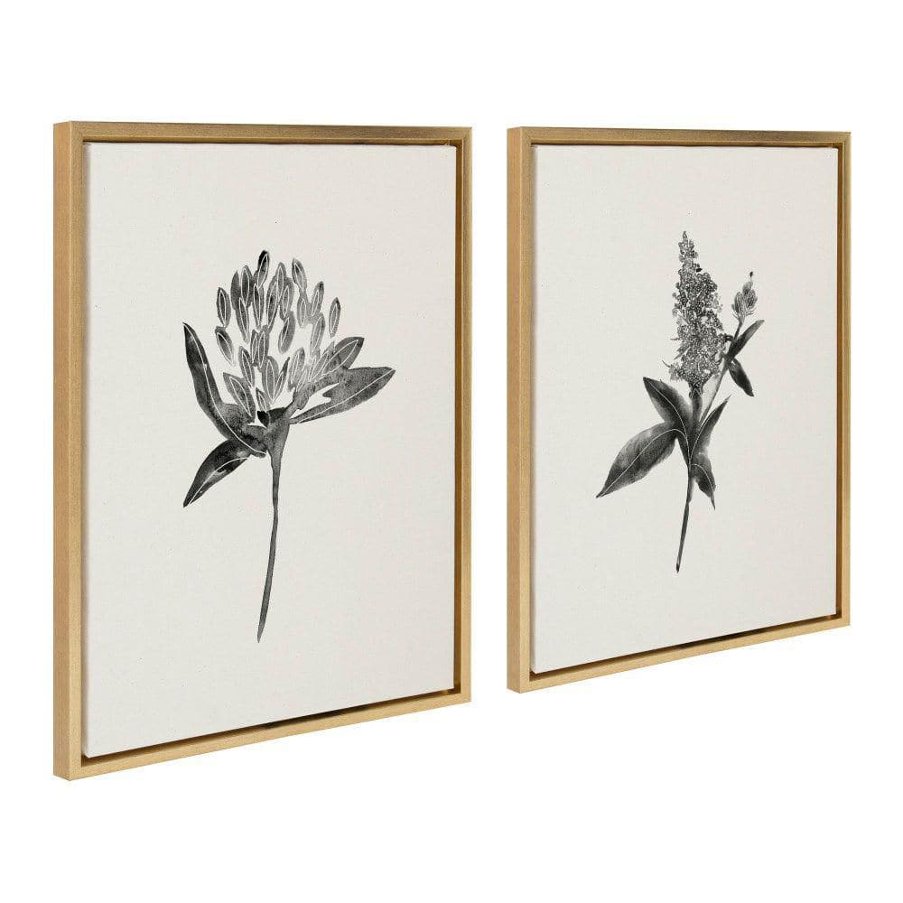 Sylvie Gold Framed Botanical Canvas Art Prints, Set of 2, 18" x 24"