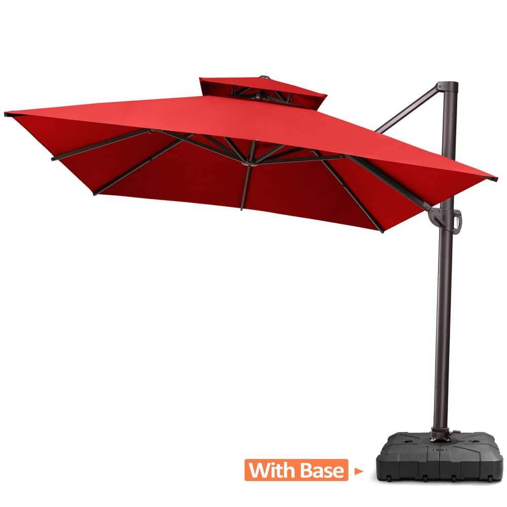 13.5 ft. x 10 ft. Rectangular Double Top Aluminum Tiltable Cantilever Patio Umbrella in Red with 260 lbs. Base Stand price history on PriceWatchPro