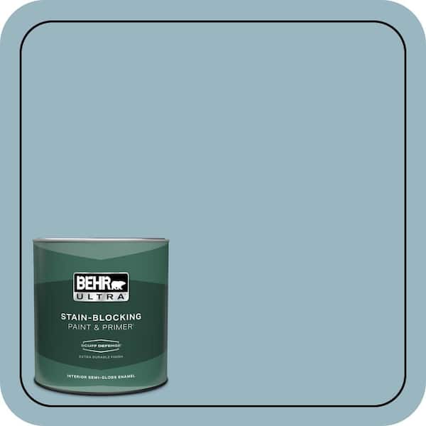 BEHR ULTRA 1 qt. #S470-3 Peaceful Blue Extra Durable Semi-Gloss Enamel Interior Paint & Primer
