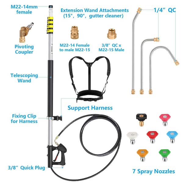 Laybus 24 ft. Telescoping Pressure Washer Wand Extension, Aluminum