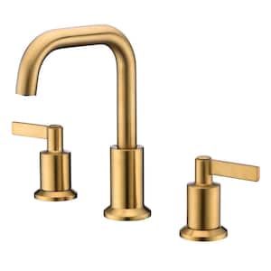 Kree 8 in. Widespread 2-Handle Bathroom Faucet with Drain Assembly, Swivel Spout, Rust Resist in Brushed Gold