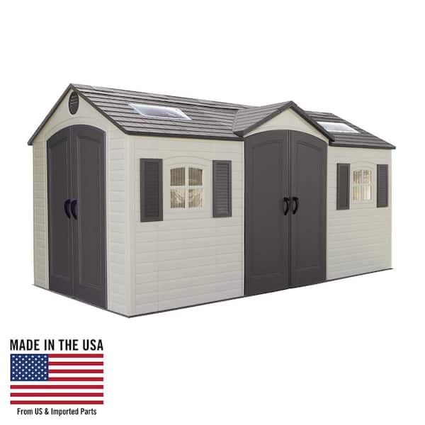 15 Ft X 8 Double Door Storage Shed, Home Depot Plastic Outdoor Storage Sheds