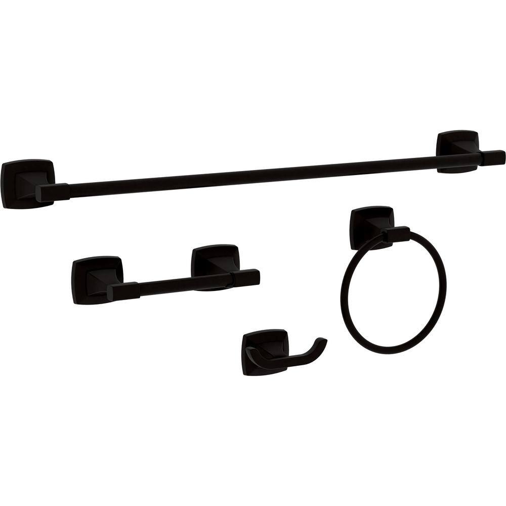 Delta Portwood 4Piece Bath Hardware Set with 24 in . Towel Bar, Toilet