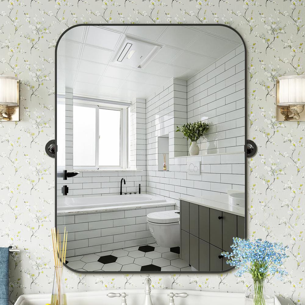 24 in. W x 36 in. H Rectangular Metal Framed Pivoted Bathroom Wall Vanity M
