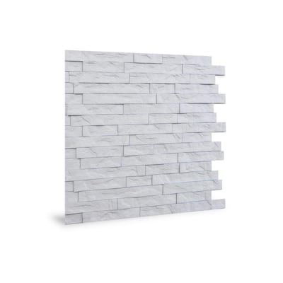 24'' x 24'' Ledge Stone PVC Seamless 3D Wall Panels in White 9-Pieces