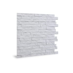 24'' x 24'' Ledge Stone PVC Seamless 3D Wall Panels in White 30-Pieces