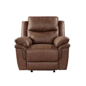 New Classic Furniture Ryland Brown Polyester Fabric Glider Recliner with Power Footrest