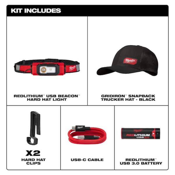 Milwaukee 600 Lumens LED REDLITHIUM USB 360-Degree Visibility Hard