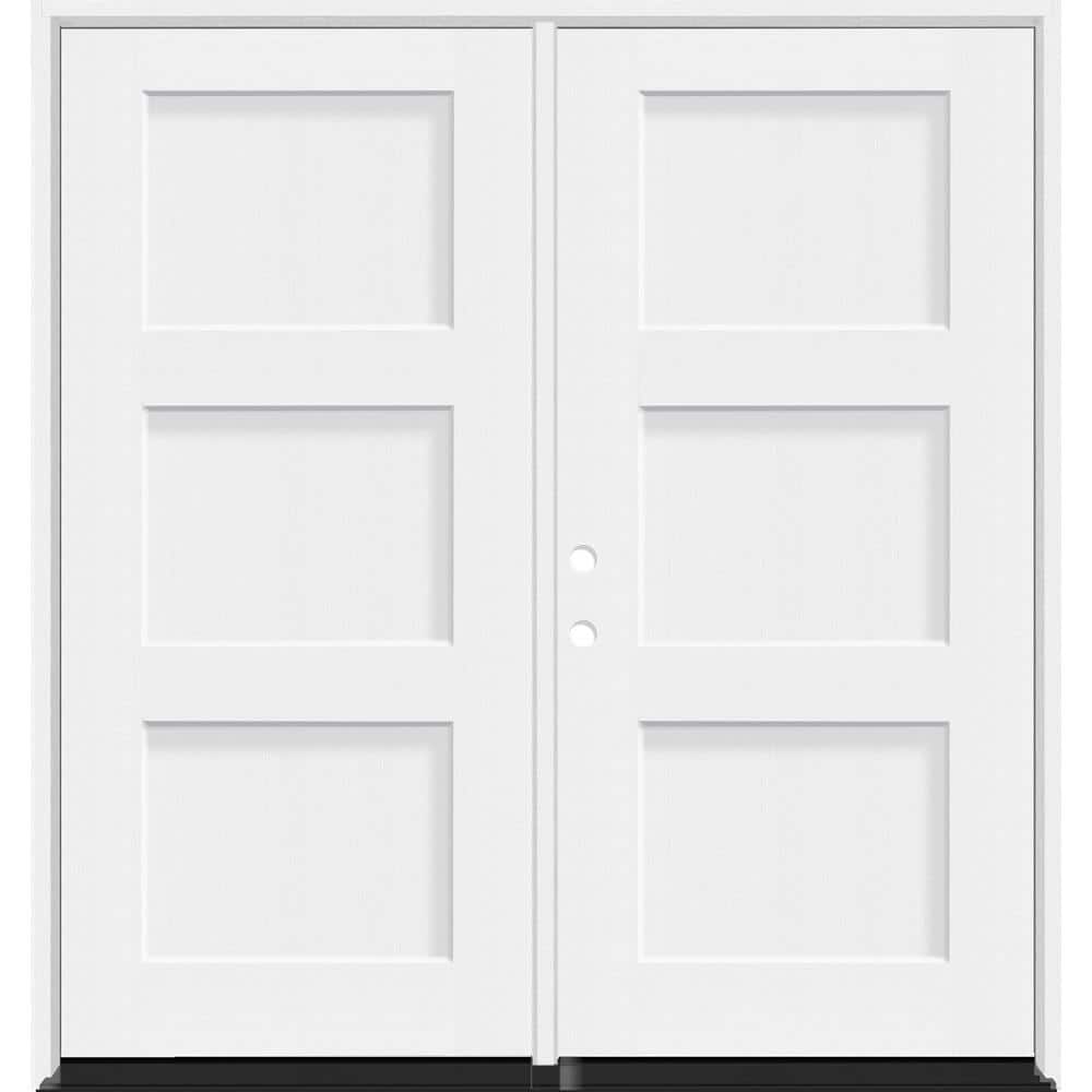 Legacy 64 in. x 80 in. 3P Equal Shaker RHIS Unfinished White Fiberglass Double Prehung Front Door w/4-9/16 Jamb price history on PriceWatchPro