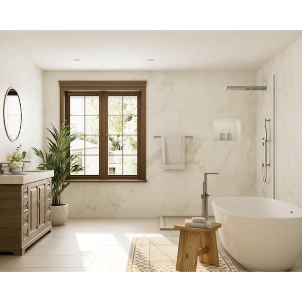 3-Spray 22 in. Rectangle Wall Mount Rainfall and Waterfall Shower System in Brushed Nickel(Valve Included)
