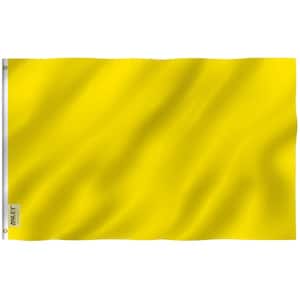 Fly Breeze 3 ft. x 5 ft. Polyester Solid Yesllow Flag 2-Sided Flags Banner with Brass Grommets and Canvas Header