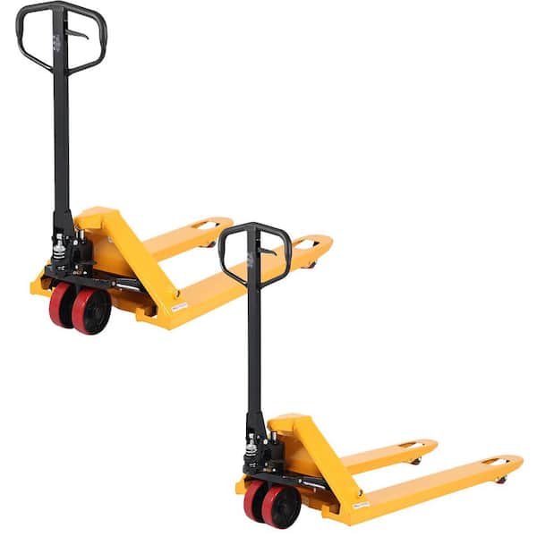 (2-Pack) Warehouse 5,500 lbs. PU Wheels Manual Pallet Truck Hand Pallet Jack with 3 in. Fork Lowered 48 x 21 in. Fork
