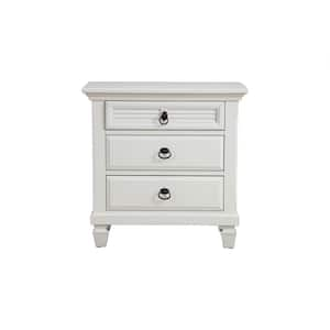 Winchester 3-Drawer White Nightstand