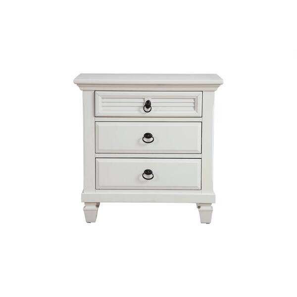 Unbranded Winchester 3-Drawer White Nightstand