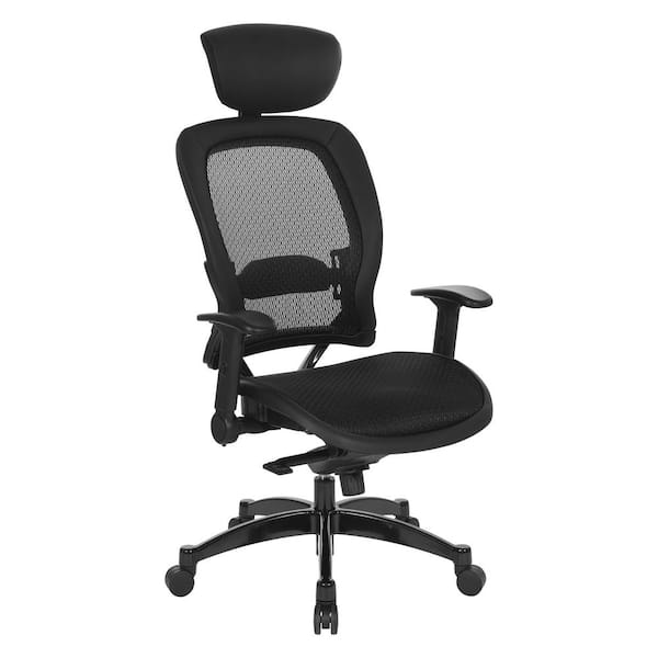 Space Seating Mesh Seat Adjustable Height, Swivel, Wheels, Tilt, Rolling Ergonomic Executive Chair in Black with Adjustable Arms