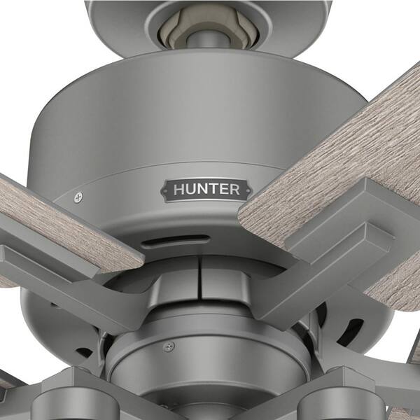 Hunter - Hunter 52 in. Techne Wi-Fi HunterExpress Matte Silver Smart Ceiling Fan with LED Light Kit and Handheld Remote