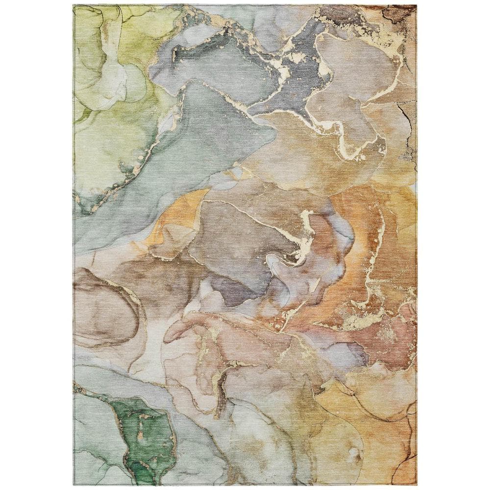 Gray and Gold 3 ft. x 5 ft. Abstract Indoor / Outdoor Area Rug price history on PriceWatchPro