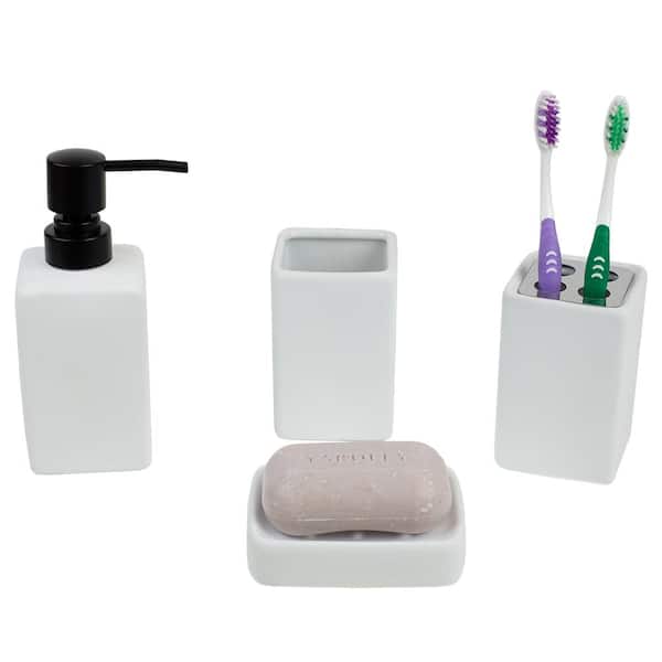 Home Basics Loft 4 Piece Ceramic Bath, Home Depot Bathroom Accessories