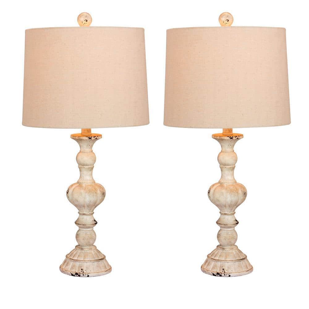 Fangio Lighting 26.5 in. Pair of Distressed Resin Table Lamps in a