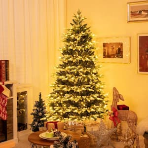 6 ft. Green Pre-Lit Hinged Christmas Tree with 350-LED Lights Remote Control