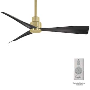Simple 52 in. 6 Fan Speeds Ceiling Fan in Soft Brass and Black with Remote Control