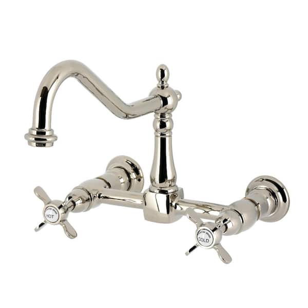 Essex 2-Handle Wall Mount Standard Kitchen Faucet in Polished Nickel