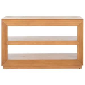Ines 14.96 in. Natural Rectangle Wood Console Table with Shelf