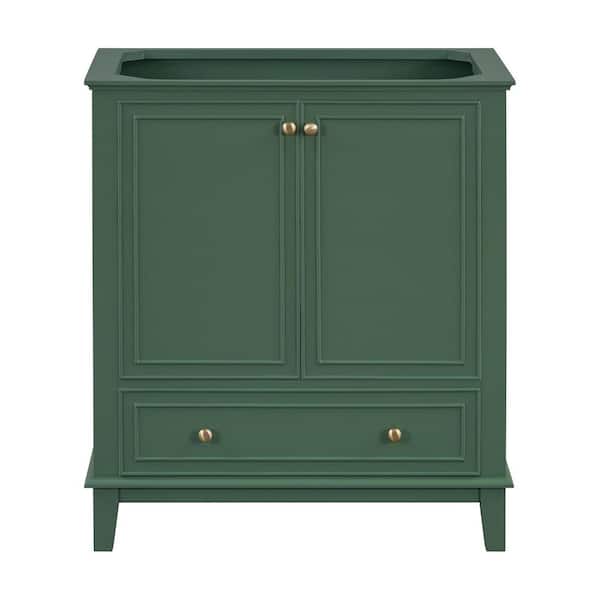 30 in. Bath Vanity Cabinet without Top in Dark Green with 2 Doors and One Drawer, Solid Frame and MDF Board