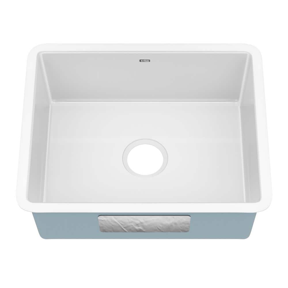 White Porcelain Enameled Cast Iron Single Bowl Undermount Sink