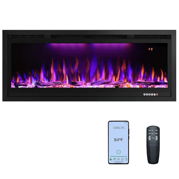 Delandgrand 42 in. Smart Electric Fireplace Inserts with APP Control in Black
