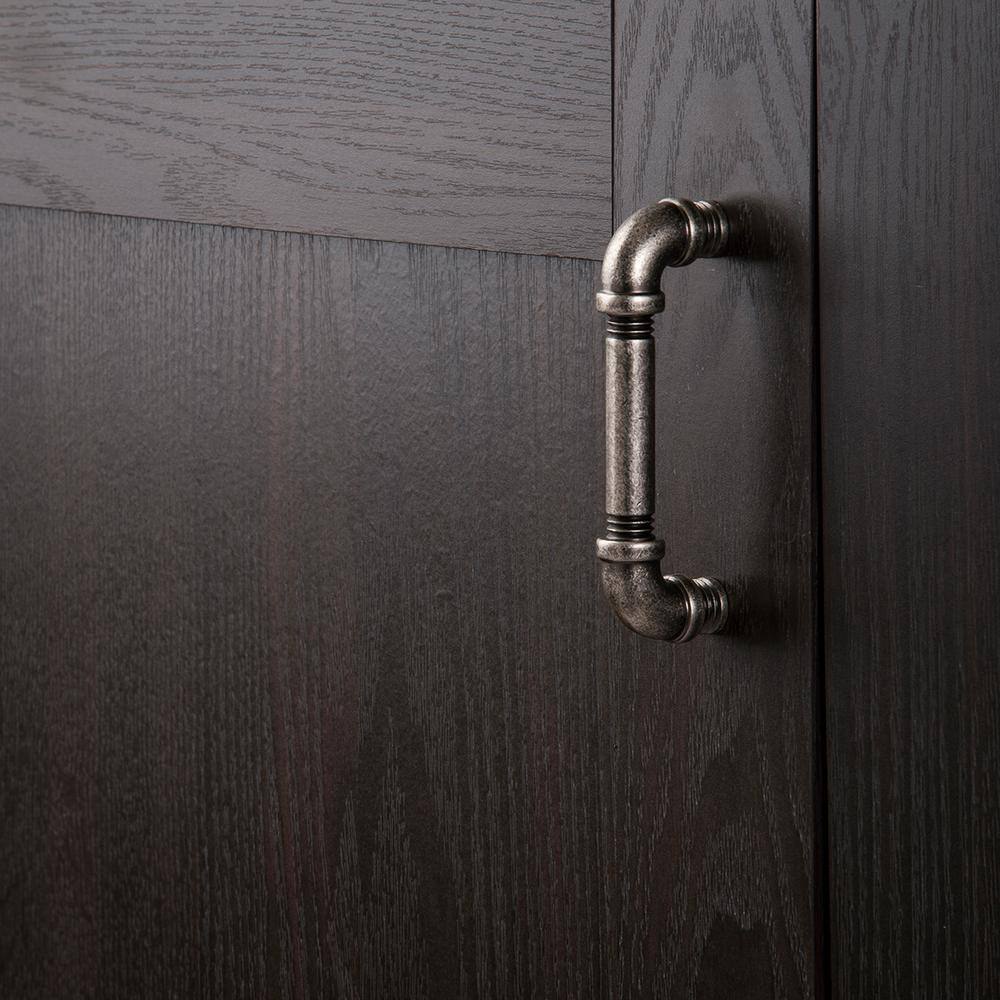 Black Nickel Industrial Bar Cabinet Pull with Mounting Hardware