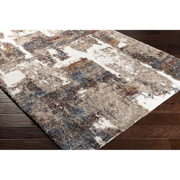 Celestial Shag Burgandy Modern Abstract 6 ft. x 9 ft. Area Rug