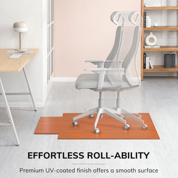 Walnut 36 in. x 48 in. Bamboo Roll-Up Chair Mat with Lip