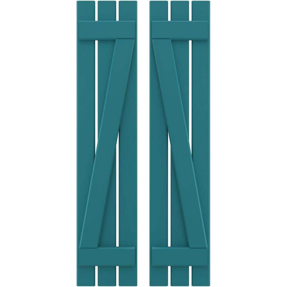 11-1/2 in. W x 43 in. H Americraft 3-Board Exterior Real Wood Spaced Board and Batten Shutters with Z-Bar in Antigua price history on PriceWatchPro
