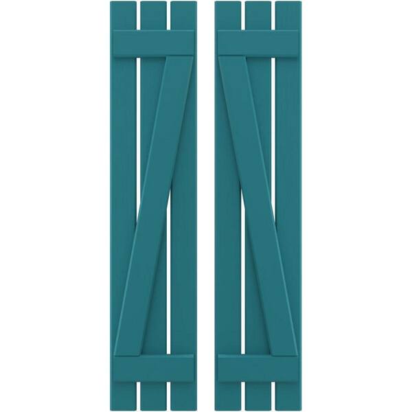 Ekena Millwork 11-1/2 in. W x 60 in. H Americraft 3-Board Exterior Real Wood Spaced Board and Batten Shutters with Z-Bar in Antigua