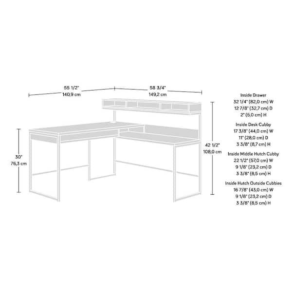 Sauder Manhattan Gate 59 W L Shaped Computer Desk With Cubby