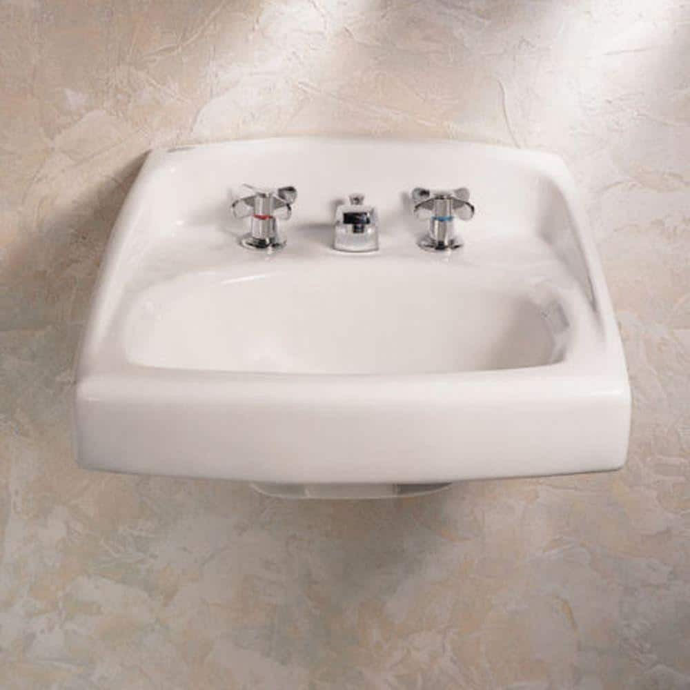 Lucerne White Ceramic Wall-Mount Rectangular Bathroom Sink