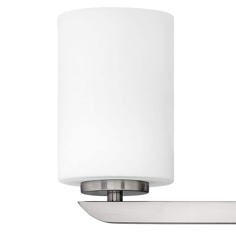 Brushed Nickel 3-Light Dimmable Vanity Fixture with Etched Opal Glass Shades