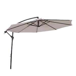 10 ft. Steel Cantilever Patio Umbrella Water-repellent Solution-dyed Canopy Fabric in Beige