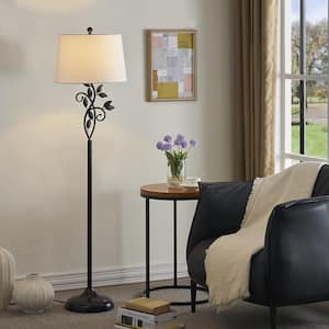 Chicago 59 " Black Traditional Metal Floor Lamp With White Shade