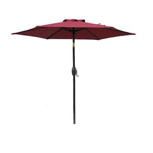 7.5 ft. x 7.5 ft. Polyester Patio Umbrella, Outdoor Table Market Umbrella with Crank and Push Button Tilt, Red