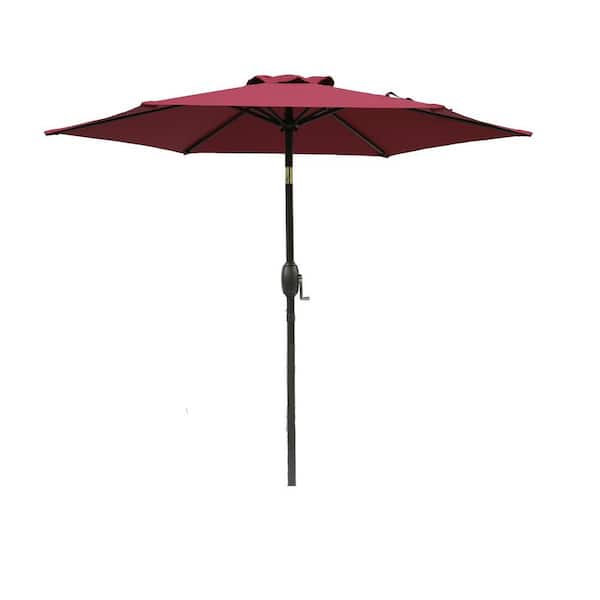 Otryad 7.5 ft. x 7.5 ft. Polyester Patio Umbrella, Outdoor Table Market Umbrella with Crank and Push Button Tilt, Red