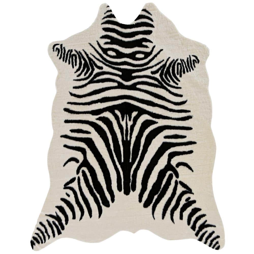 Crocus Faux Cow Hide Zebra Ivory/Black 5 ft. x 7ft. Area Rug price history on PriceWatchPro