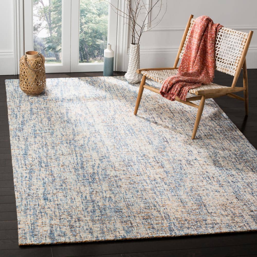 Handmade Dark Blue Abstract Wool Area Rug 3' x 5'