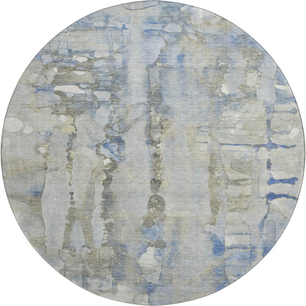 Mayfield Premium Machine Washable Abstract AMF2120 Sky 8 ft. x 8 ft. Round Rug price history on PriceWatchPro
