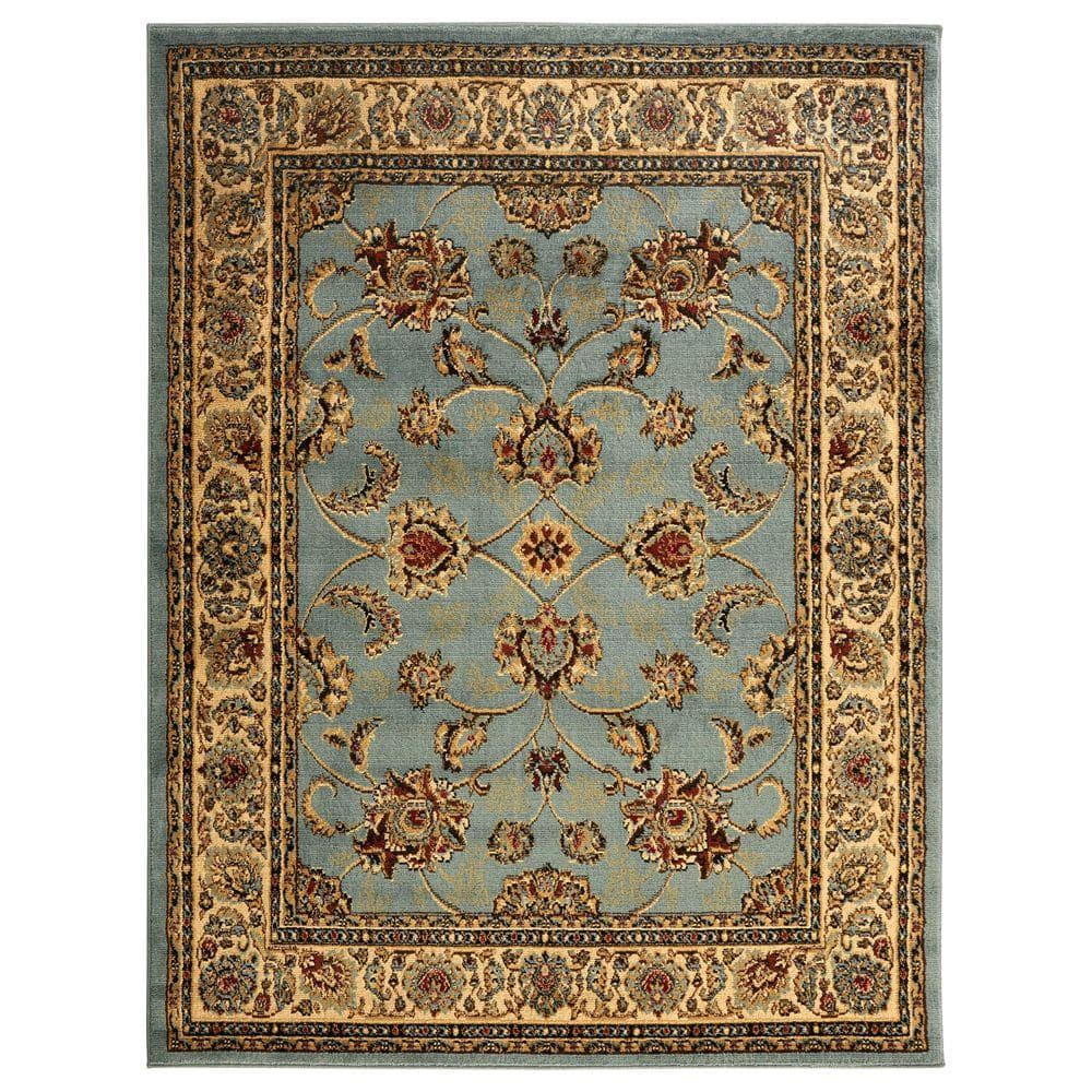 Ottomanson Traditional Oriental Seafoam Green 5 Ft X 7 Ft Area Rug Ryl1096 5x7 The Home Depot