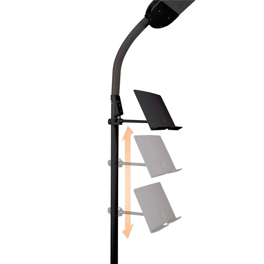 Black Adjustable LED Floor Lamp with USB Charging Port