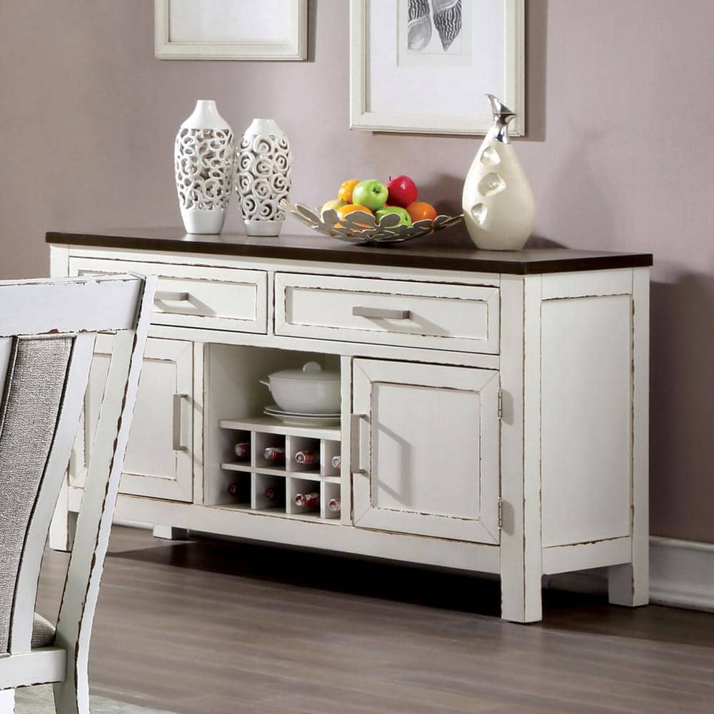 Furniture of America Shumard Weathered White and Dark Walnut